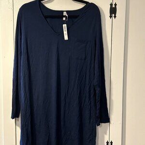 Soma Cool Nights Long Sleeve Sleepshirt Nightfall Navy Large